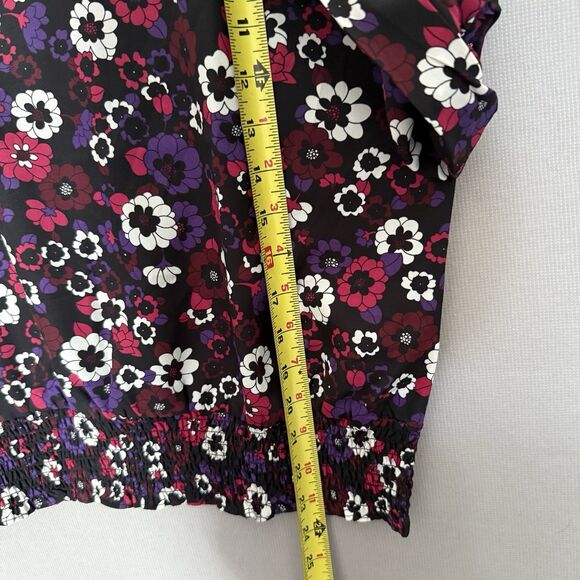 MICHAEL KORS ELASTIC WAIST TAB SLEEVE TOP LARGE MULTICOLOR FLORAL  $110.00 NEW - Picture 5 of 8
